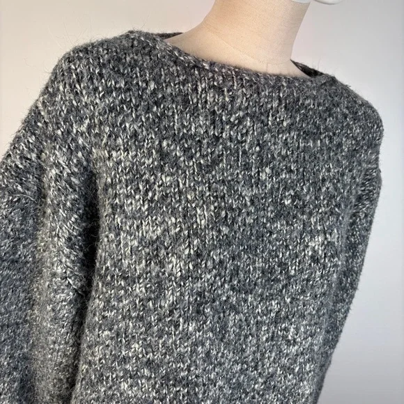 Zara Women's M Chunky Knit Marl Grey White Sweater/Cardigan - Picture 4 of 10